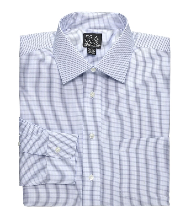 Men's Big & Tall TravelerÂ® Collection Tailored Fit Dress Shirt at Jos. A. Bank, Blue, Size 16 X 36/37