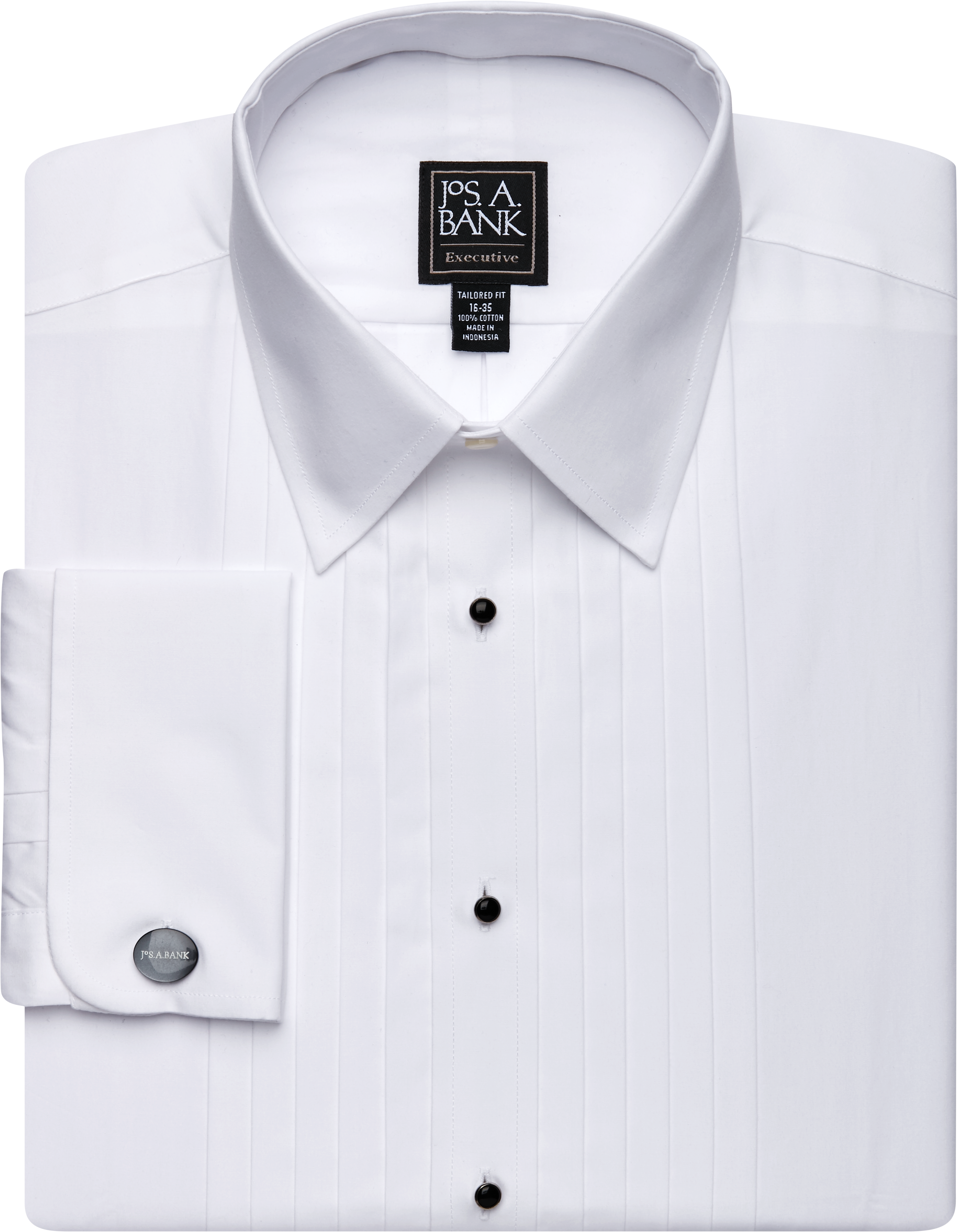 Image of JoS. A. Bank Men's Executive Collection Traditional Fit Point Collar French Cuff Formal Dress Shirt - Big & Tall, White, 16 1/2x33