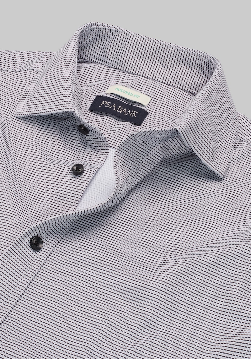 Men's Jos. A Bank Tailored Fit Micro Geo Pique Dress Shirt at Jos. A. Bank, Black, Size 15 X 32/33