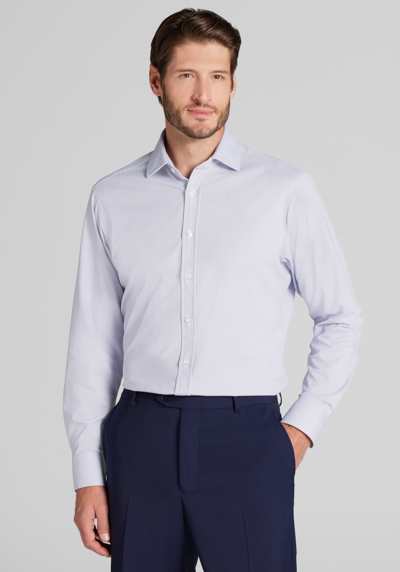Men's Jos. A Bank Tailored Fit Micro Geo Pique Dress Shirt at Jos. A. Bank, Purple, Size 15 X 34/35