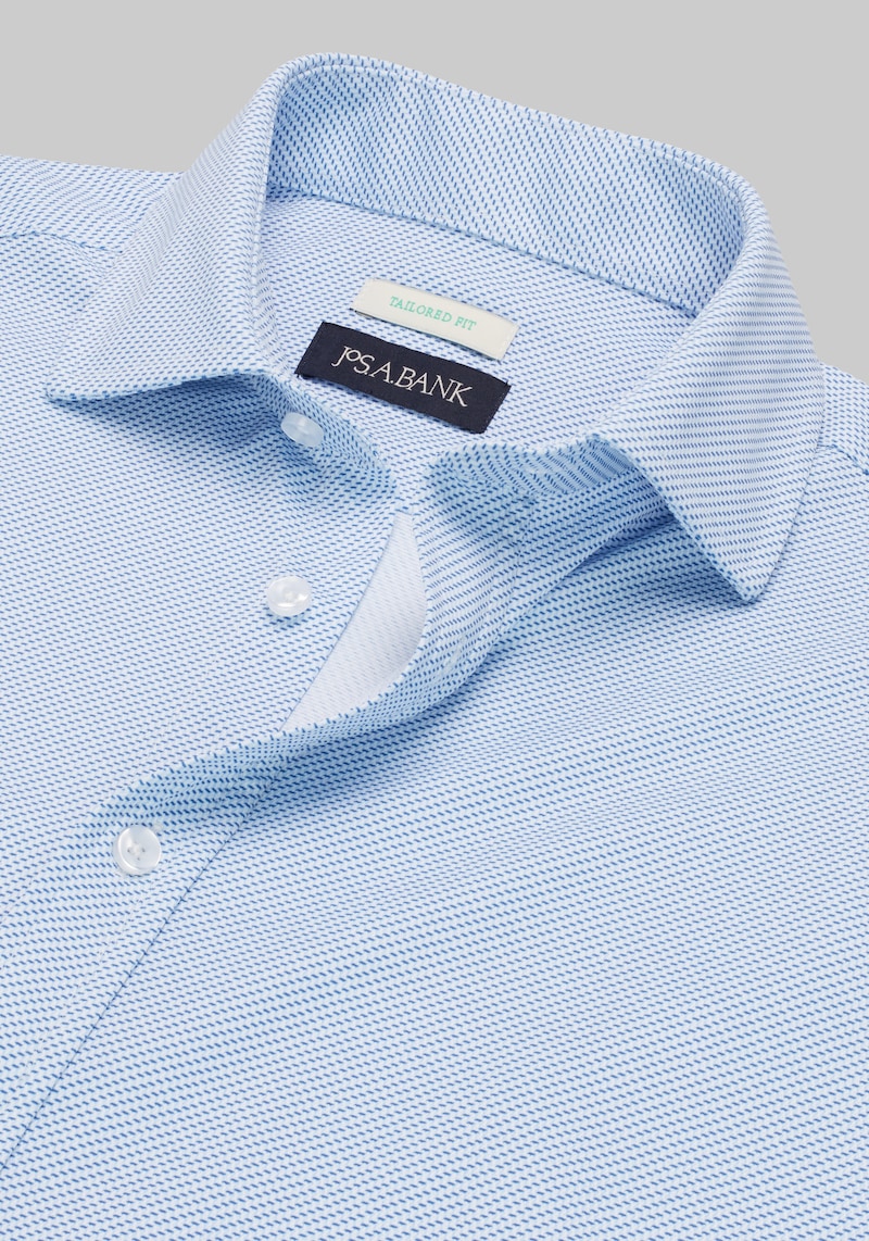Men's Jos. A Bank Tailored Fit Micro Geo Pique Dress Shirt at Jos. A. Bank, Dark Blue, Size 17 X 32/33