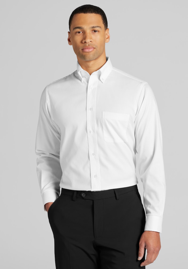 Men's Jos. A Bank Tailored Fit Solid Dress Shirt at Jos. A. Bank, Cream/White, Size 17 X 33