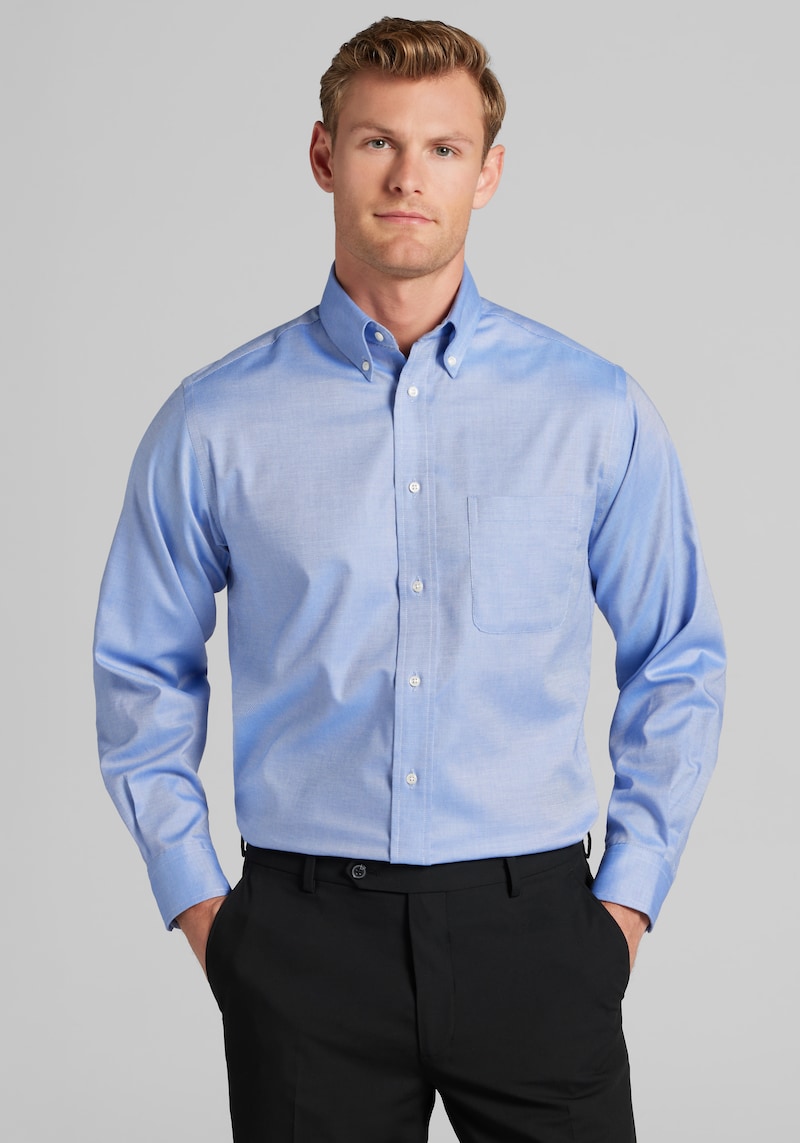 Men's Jos. A Bank Tailored Fit Solid Dress Shirt at Jos. A. Bank, Blue, Size 16 1/2 X 35