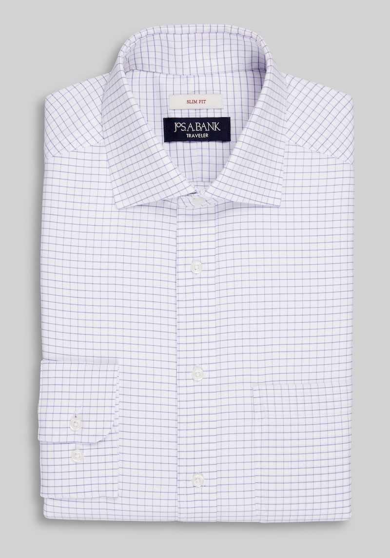 Men's Traveler® Collection Slim Fit Spread Collar Dress Shirt at Jos. A. Bank, Purple