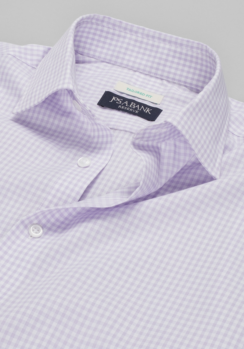 Men's Reserve Collection Tailored Fit Spread Collar Gingham Dress Shirt at Jos. A. Bank, Light Purple, Size 16 1/2 X 32/33