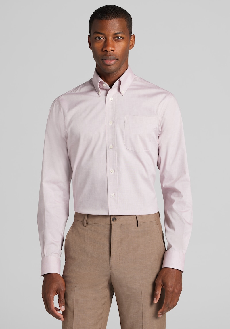 Men's Jos. A. Bank Tailored Fit Solid Dress Shirt at Jos. A. Bank, Burgundy, Size 17 1/2 X 32/33