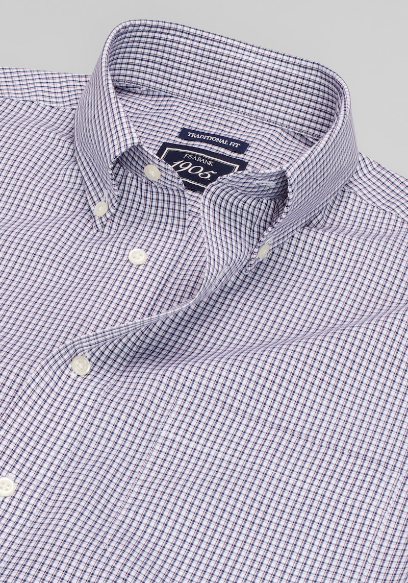 Men's Big & Tall 1905 Collection Traditional Fit Micro Plaid Dress Shirt at Jos. A. Bank, Blue/Red, Size 15 1/2 X 36/37