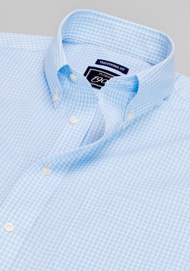 Men's 1905 Collection Traditional Fit Check Dress Shirt at Jos. A. Bank, Blue, Size 17 1/2 X 32/33