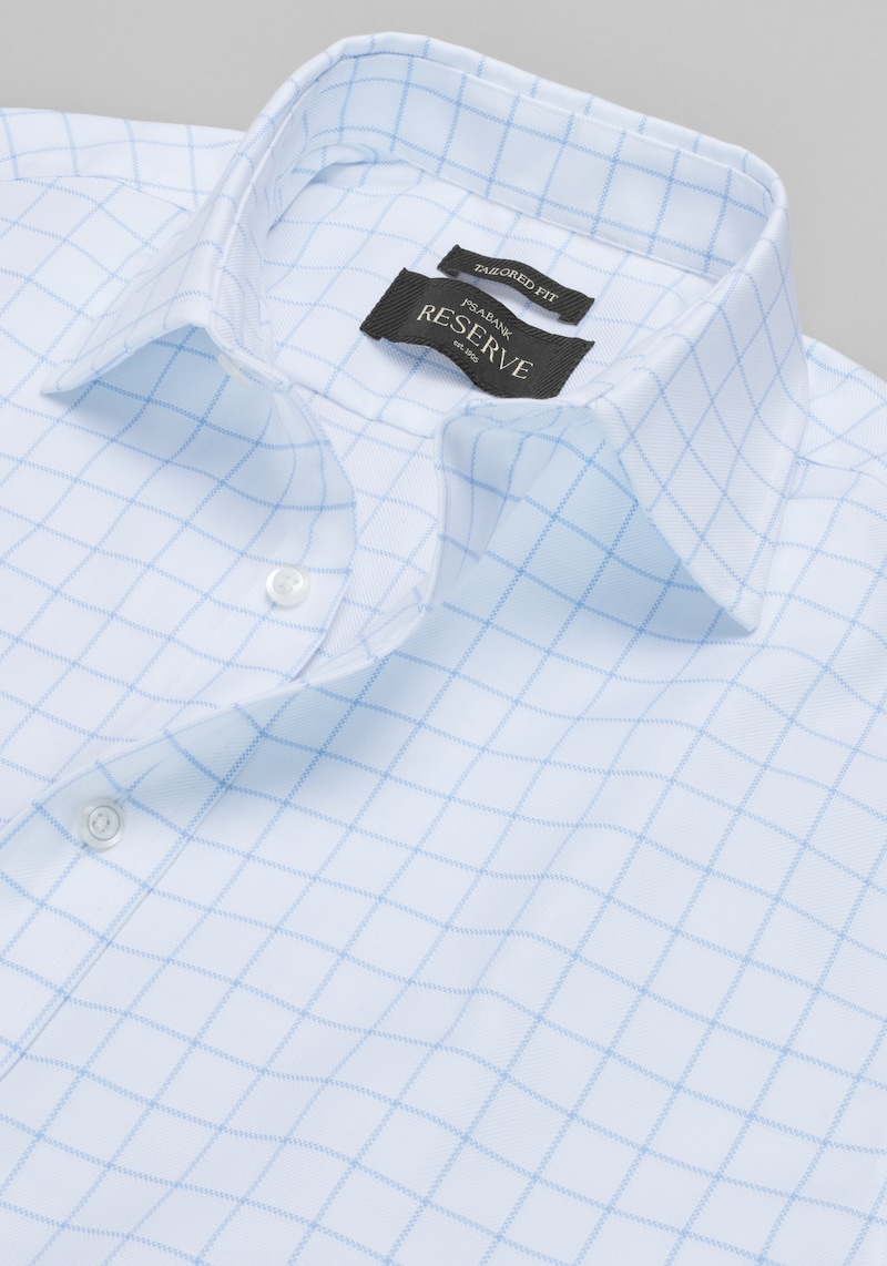 Men's Reserve Tailored Fit Grid Pattern Non-Iron Dress Shirt at Jos. A. Bank, Blue, Size 16 X 32/33