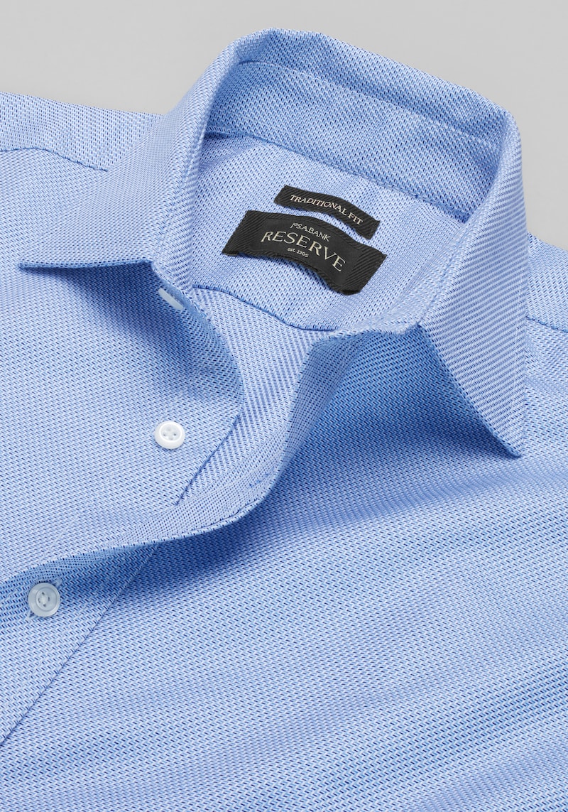 Men's Big & Tall Reserve Traditional Fit Birdseye Non-Iron Dress Shirt at Jos. A. Bank, Blue, Size 17 X 36/37