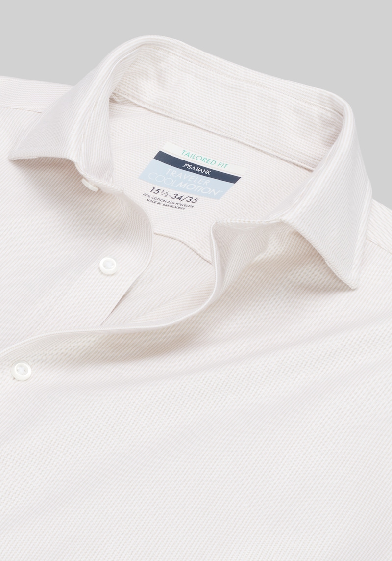 Men's Traveler COOLMOTION Tailored Fit Stripe Dress Shirt at Jos. A. Bank, Tan, Size 15 X 32/33