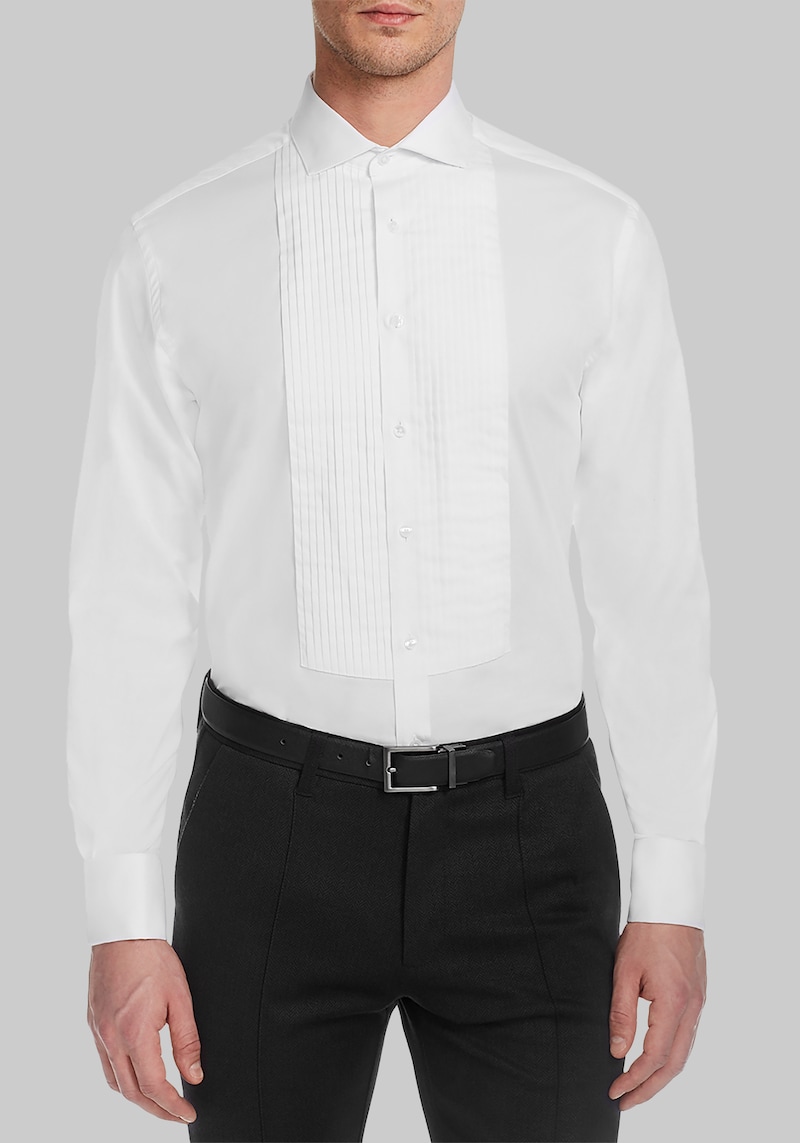 Men's Big & Tall Michelsons of London Tailored Fit Pleated Front Tuxedo Shirt at Jos. A. Bank, Cream/White, Size 18 X 36/37