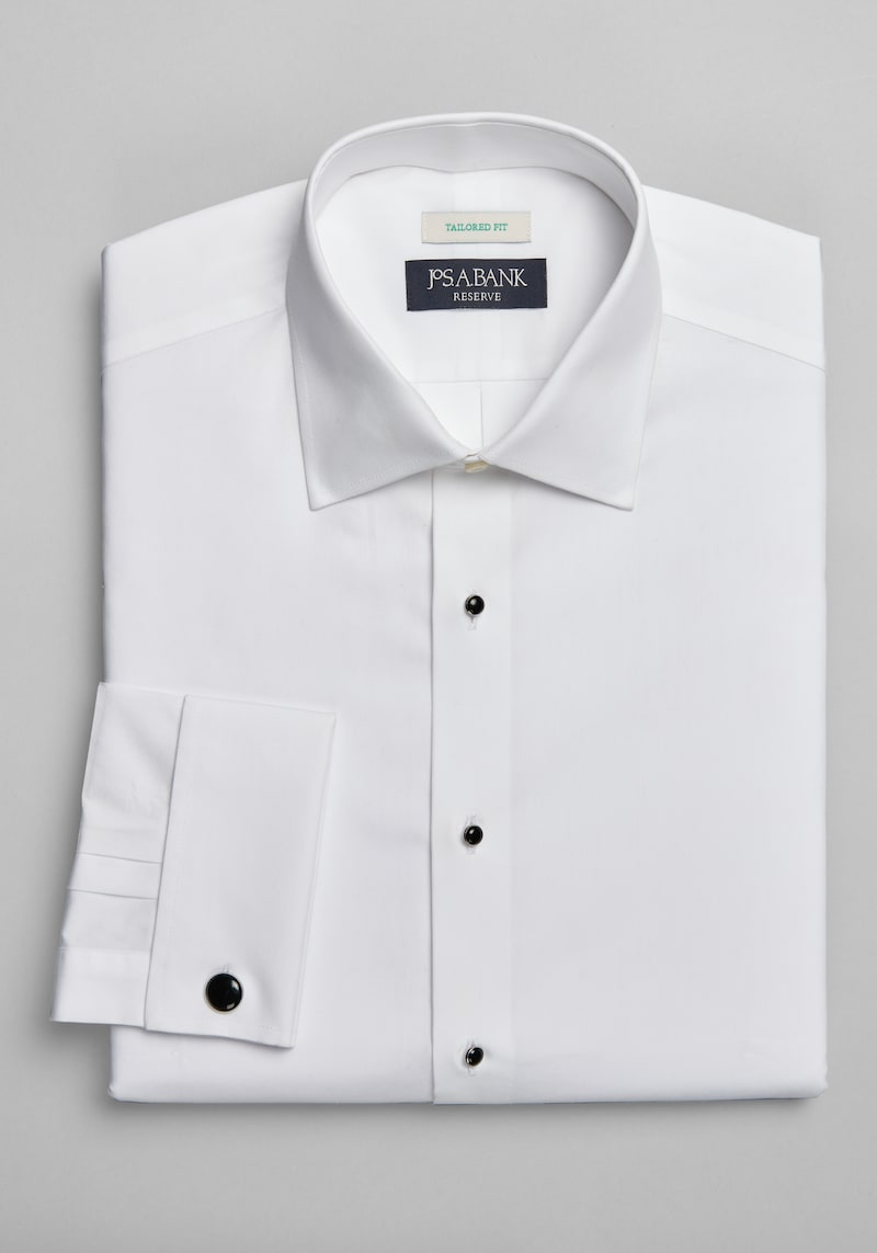 Men's Reserve Collection Tailored Fit Formal Dress Shirt, White, 15 1/2 X 34