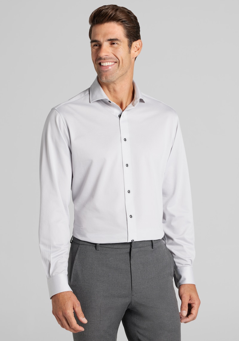 Men's Traveler COOLMOTION Tailored Fit Knit Solid Dress Shirt at Jos. A. Bank, Grey, Size 16 X 32/33