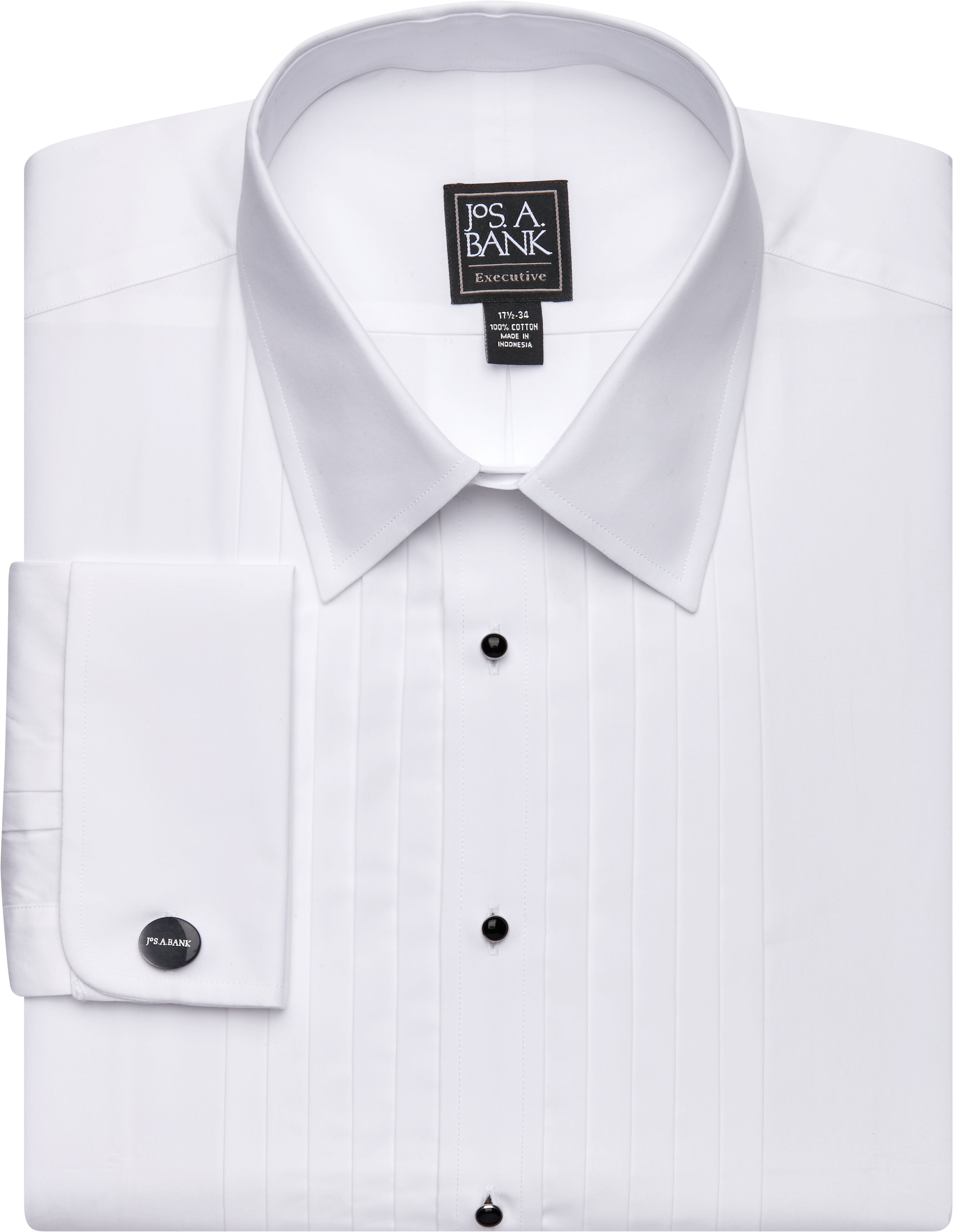 Image of JoS. A. Bank Men's Executive Collection Traditional Fit Point Collar French Cuff Formal Dress Shirt - Big & Tall, White, 22-35