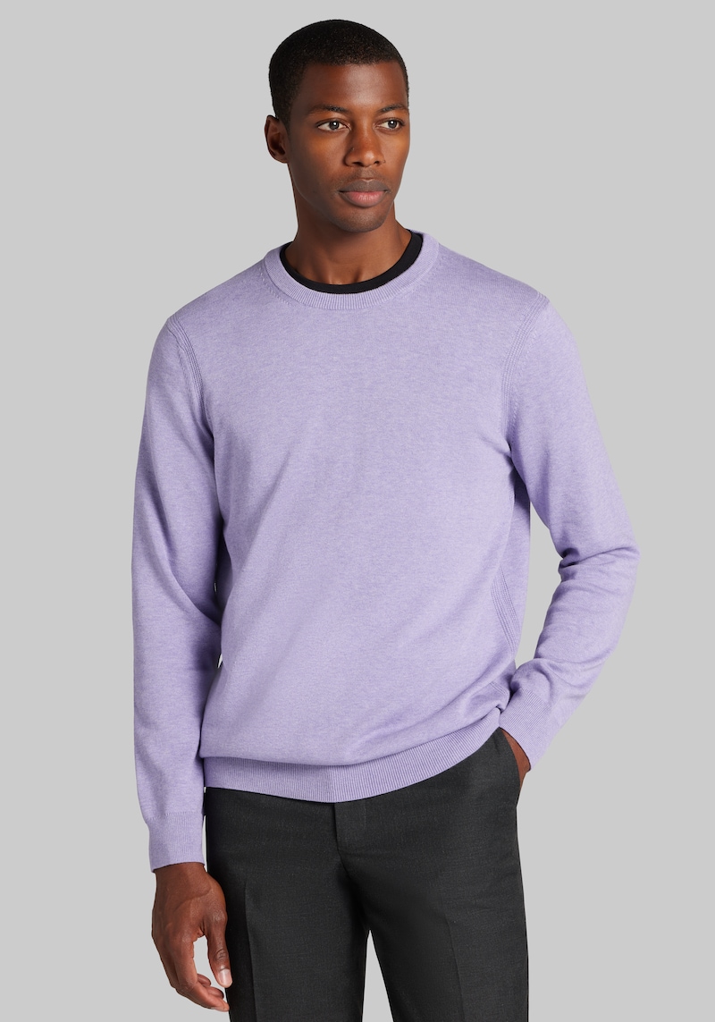 Men's Big & Tall Jos. A. Bank Tailored Fit Pima Cotton Crew Neck Sweater at Jos. A. Bank, Light Purple, Size 3 X Tall