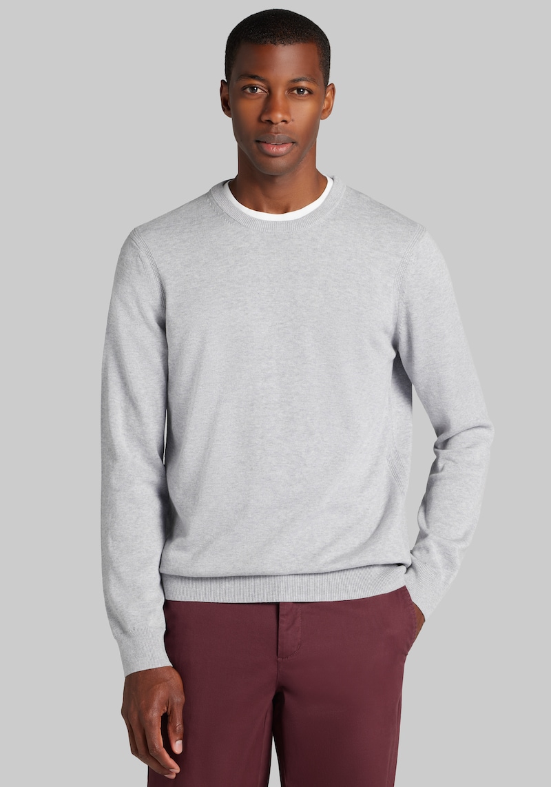 Men's Big & Tall Jos. A. Bank Tailored Fit Pima Cotton Crew Neck Sweater at Jos. A. Bank, Light Grey, Size 3 X Tall