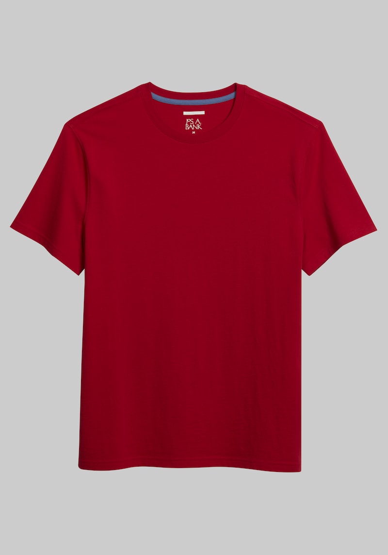JoS. A. Bank Big & Tall Men's Comfort Stretch Jersey Crew Neck T-Shirt , Chili Pepper, XX Large