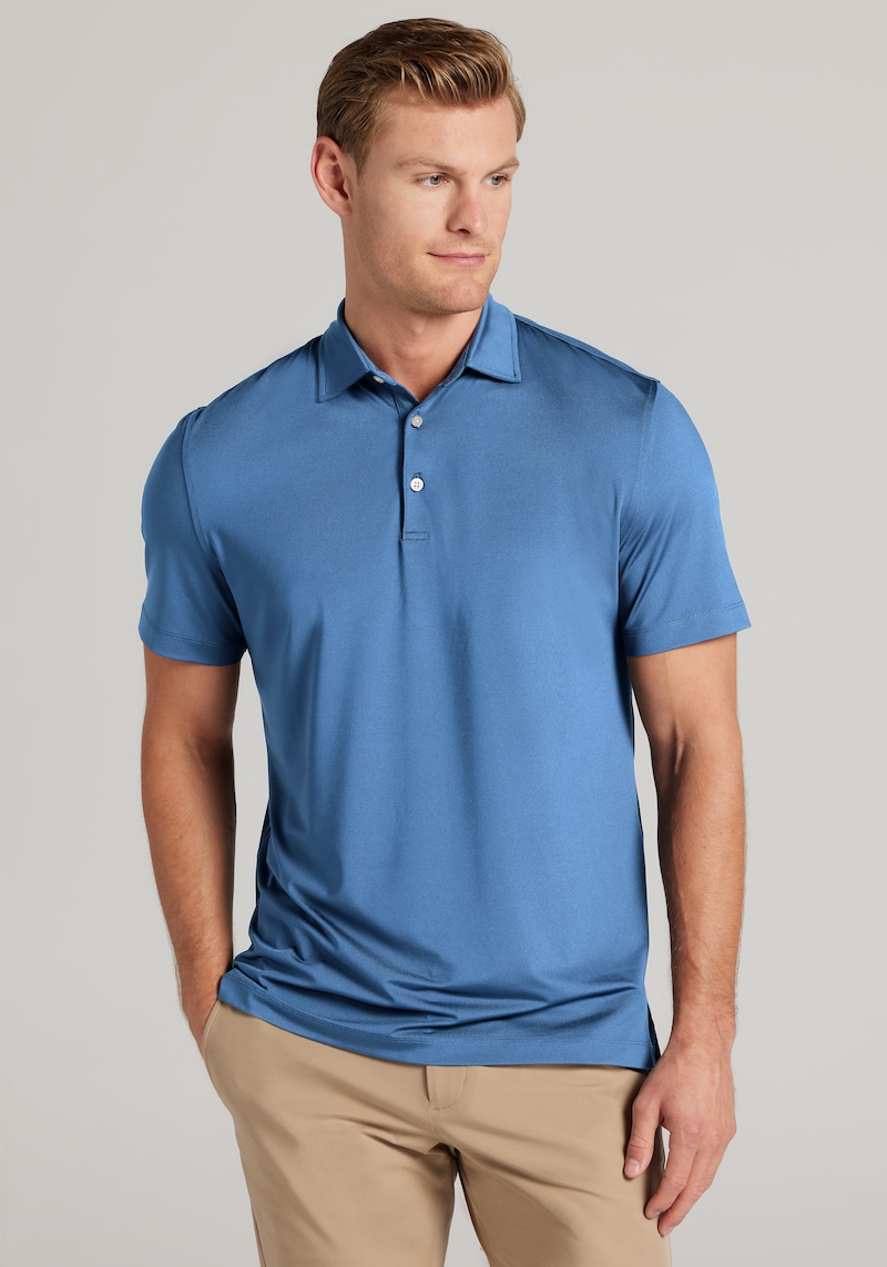 Men's Traveler Collection Tailored Fit Performance Short Sleeve Polo at Jos. A. Bank, Blue Horizon, Size X Large - Shirts
