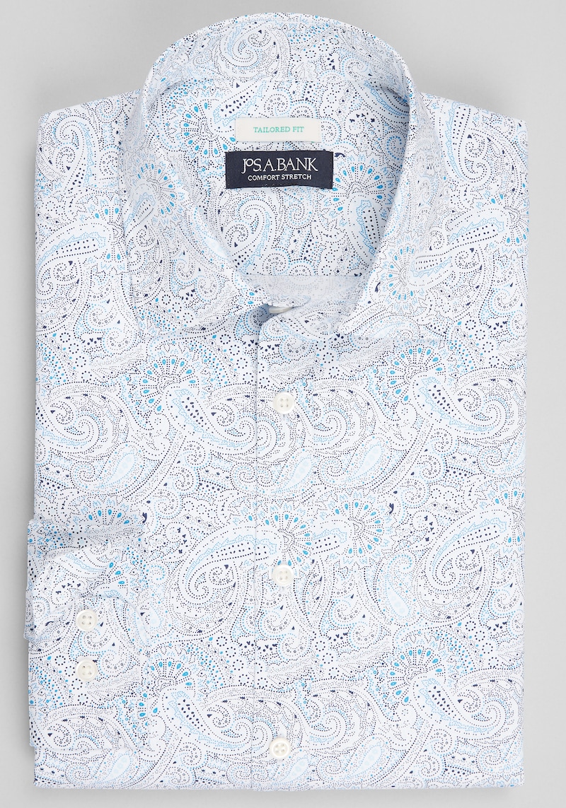 Men's Jos. A. Bank Tailored Fit Paisley Casual Shirt at Jos. A. Bank, Blue
