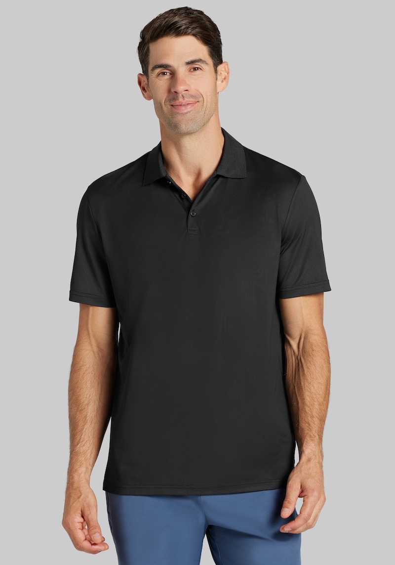 Men's Traveler® COOLMOTION Traditional Fit Pique Performance Polo at Jos. A. Bank, Jet Black