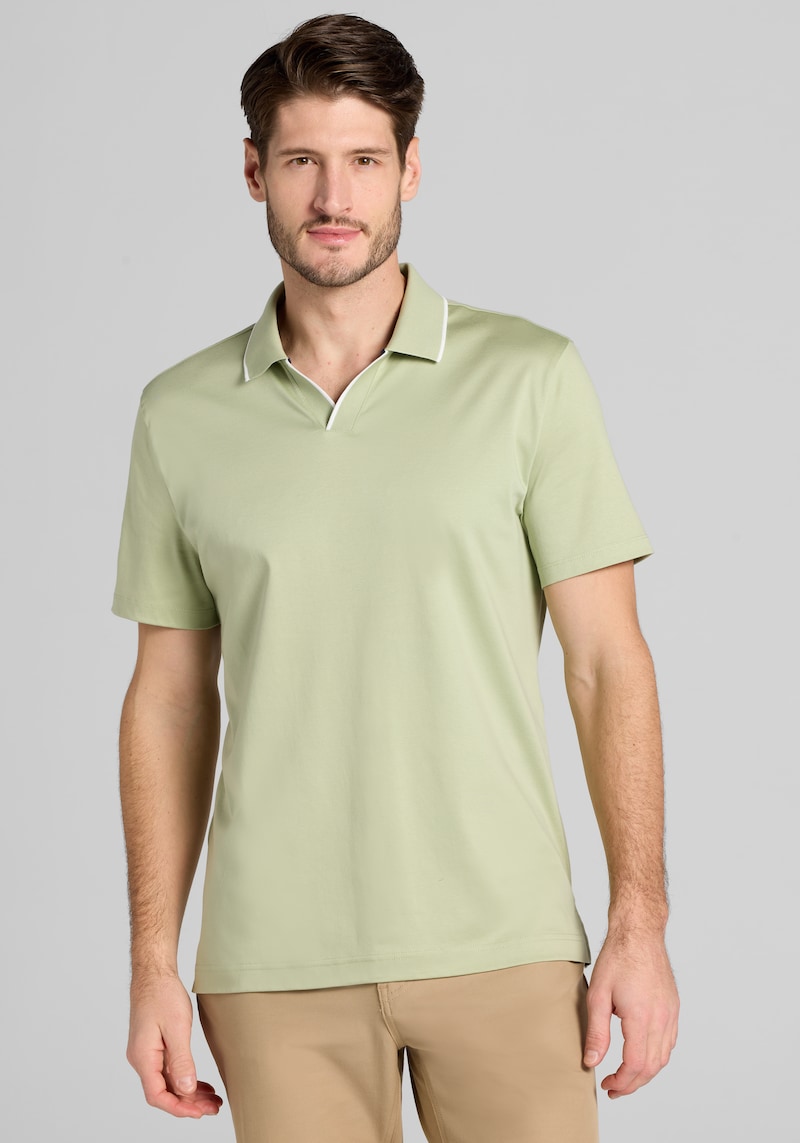 Men's Jos. A. Bank Tailored Fit Short Sleeve Liquid Cotton Interlock Johnny Polo at Jos. A. Bank, Green/Sage, Size X Large - Shirts