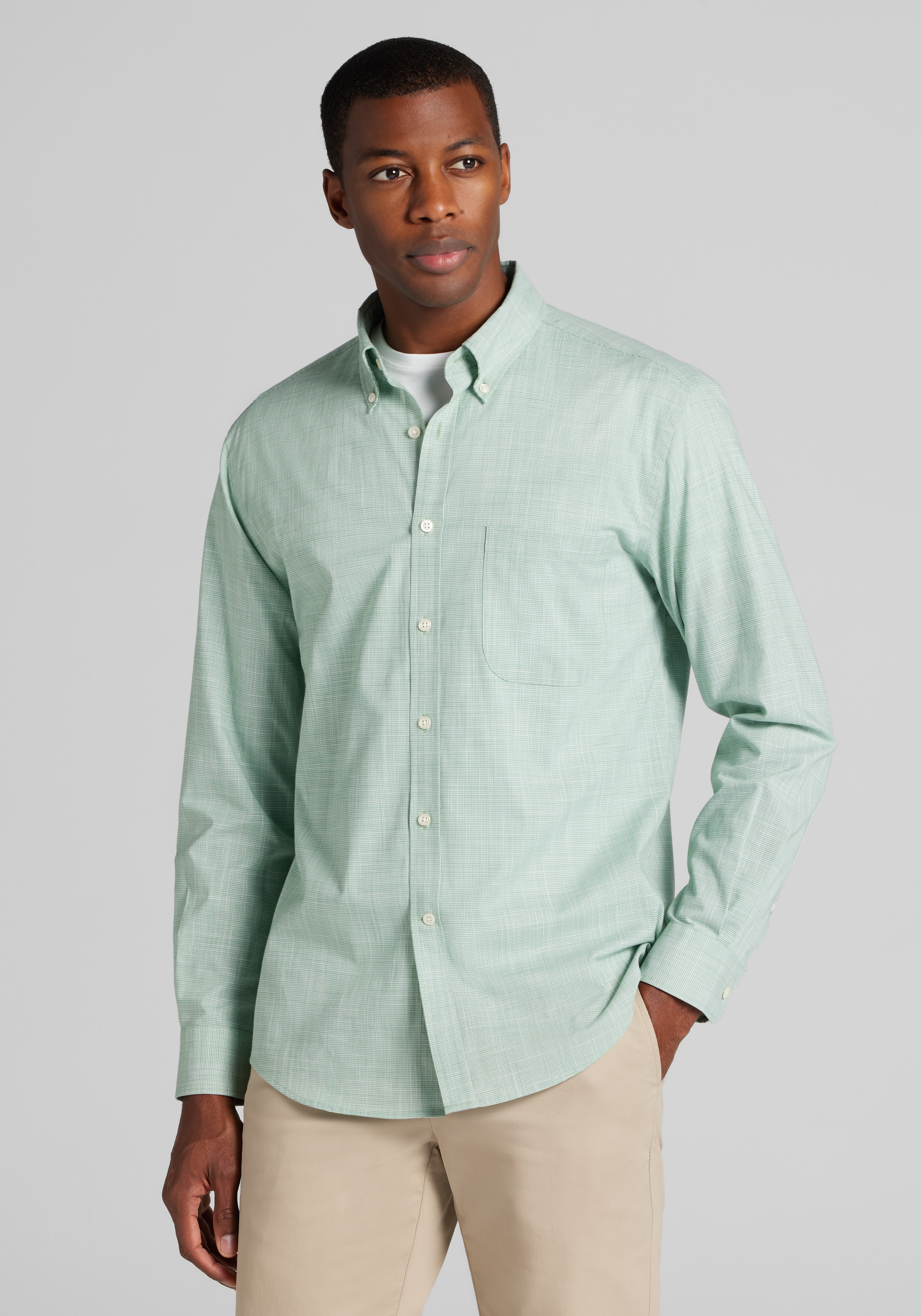Green Checked Shirts for Men