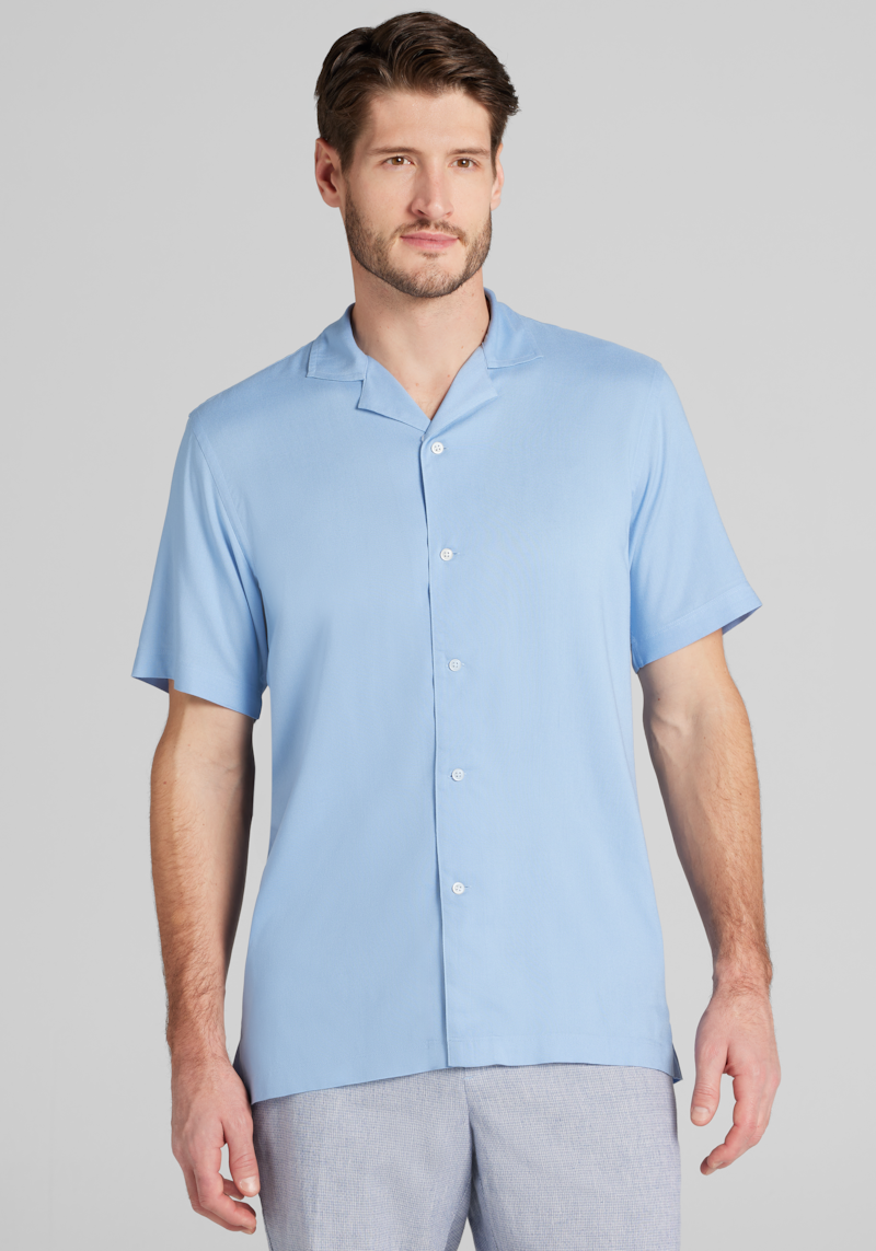 Men's Jos A. Bank Tailored Fit Camp Shirt at Jos. A. Bank, Light Blue
