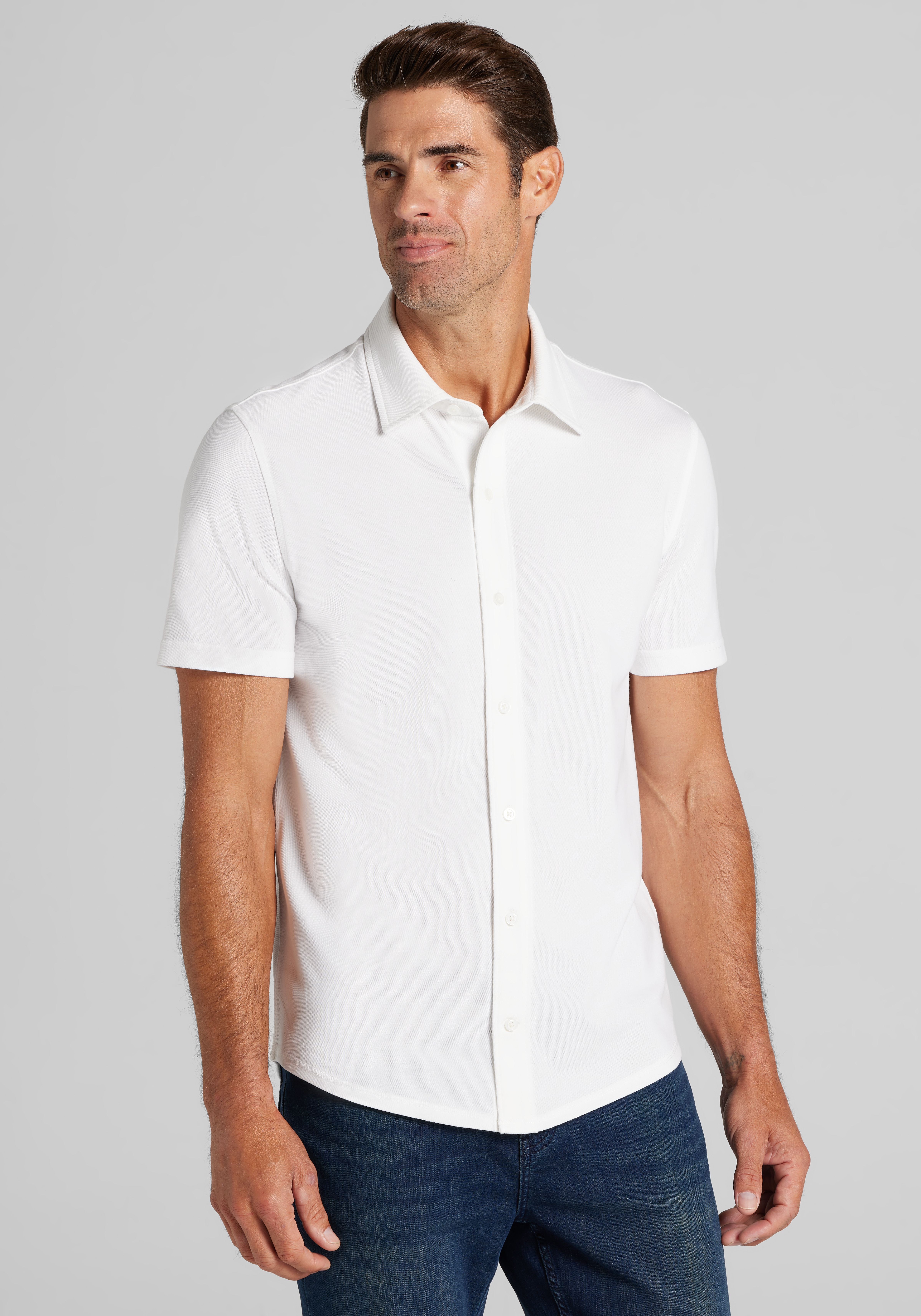 Short Sleeve White Dress Shirts
