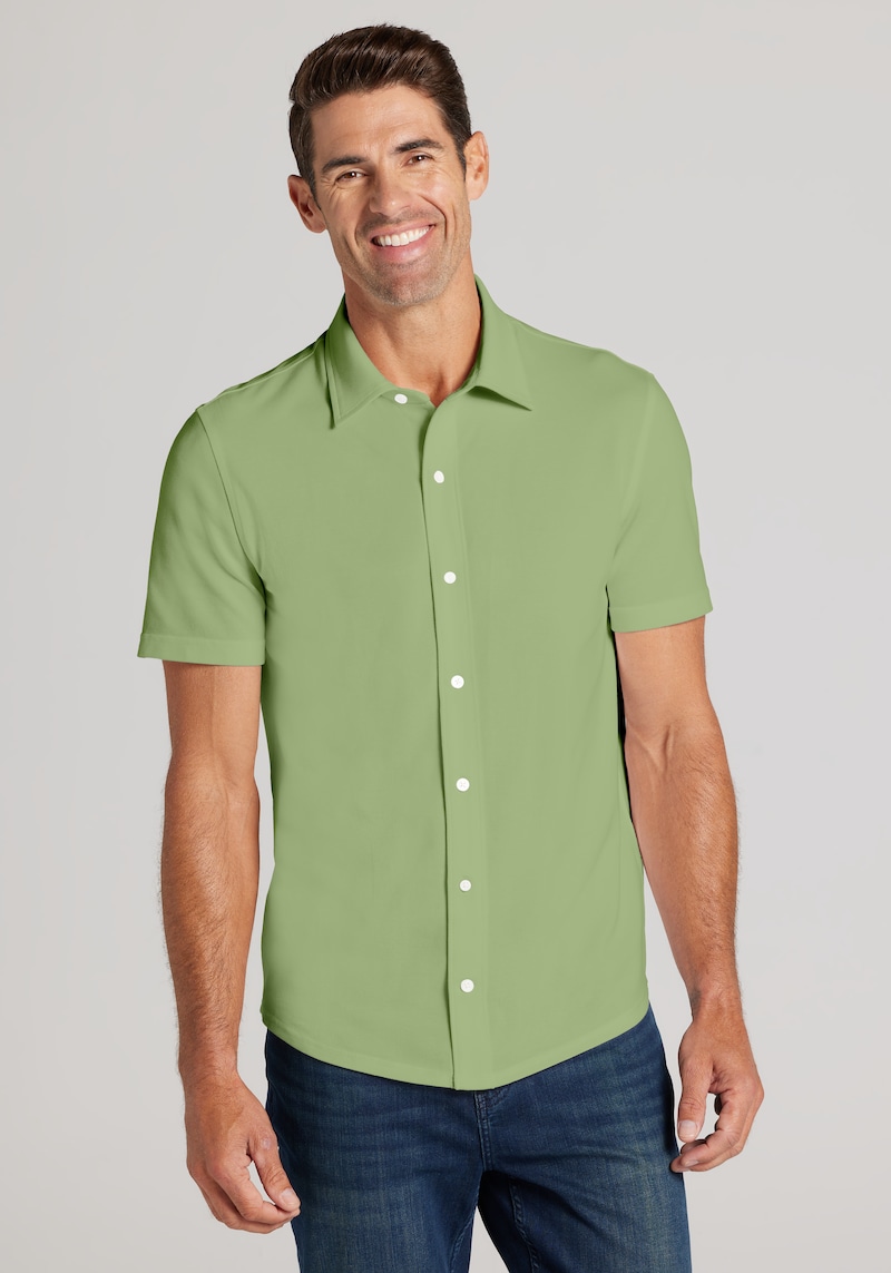 Men's Big & Tall Jos. A. Bank Tailored Fit Pique Short Sleeve Button Up Shirt at Jos. A. Bank, Green Eyes, Size 3 X Big