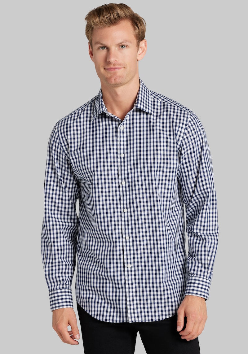Men's 1905 Collection Tailored Fit Buffalo Check Button Up Shirt at Jos. A. Bank, Blue/Navy, Size Small
