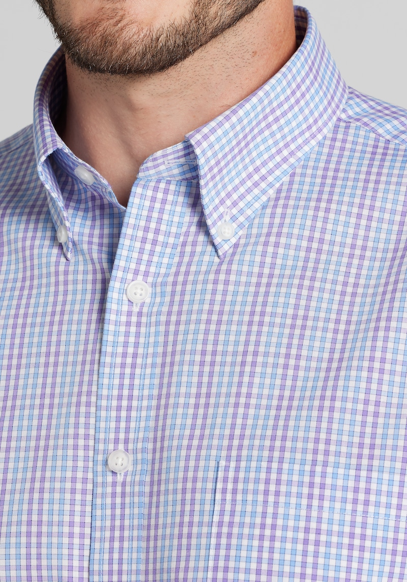 Men's Big & Tall 1905 Collection Tailored Fit Multi Check Button Up Shirt at Jos. A. Bank, Purple, Size 2 X Tall
