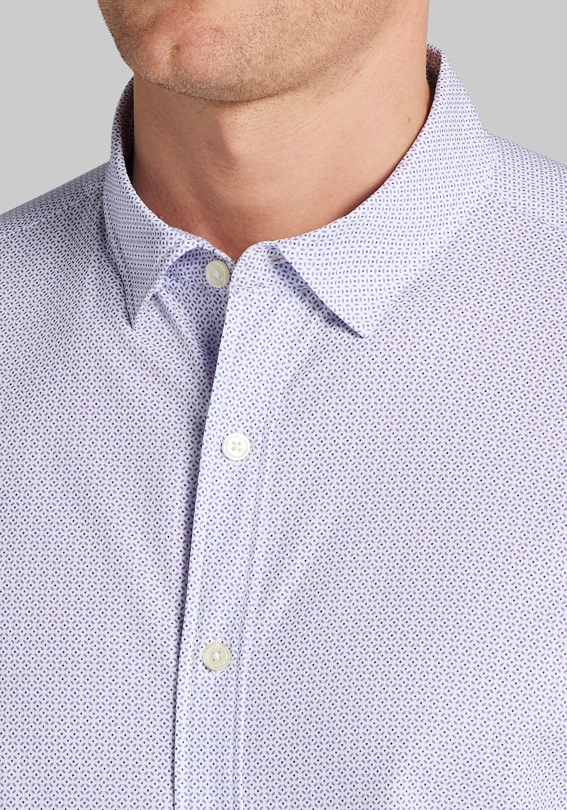 Men's Traveler COOLMOTION Tailored Fit Petal Neat Button Up Shirt at Jos. A. Bank, Purple, Size X Large