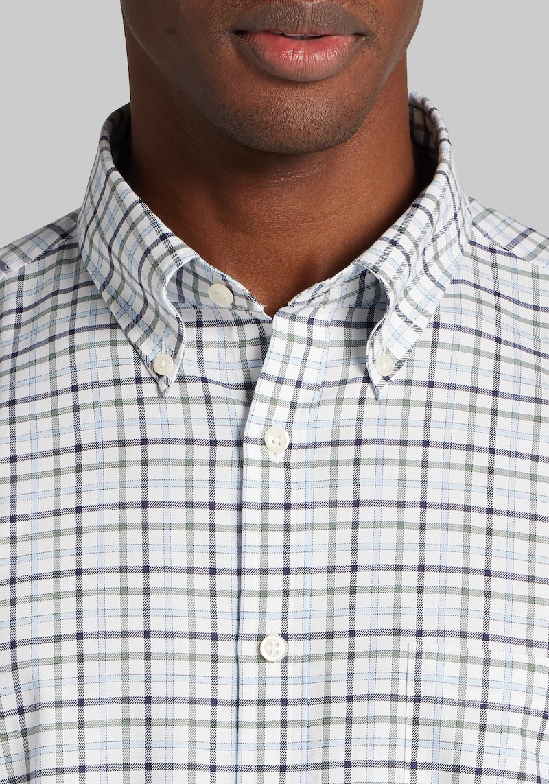 Men's Big & Tall Jos. A. Bank Tailored Fit Tattersall Button Up Shirt at Jos. A. Bank, Blue, Size 3 X Tall