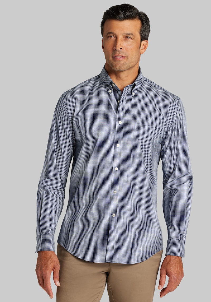 Men's Big & Tall Jos. A. Bank Tailored Fit Small Check Button Up Shirt at Jos. A. Bank, Blue/Navy, Size 2 X Big