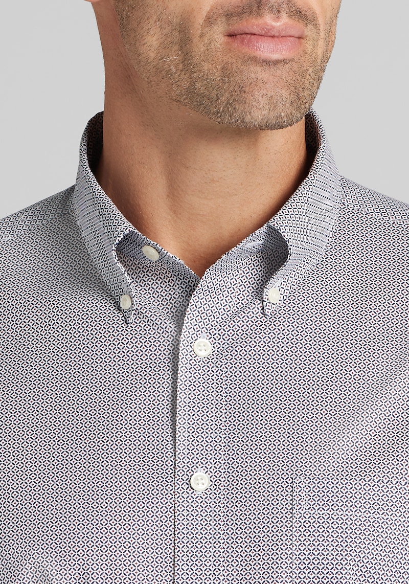 Men's Big & Tall Jos. A. Bank Tailored Fit Geo Lattice Button Up Shirt at Jos. A. Bank, Blue/Navy, Size 2 X Big