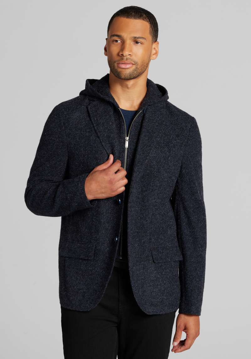Men's Big & Tall Jos. A. Bank Tailored Fit Knit Heathered Twill Jacket at Jos. A. Bank, Blue/Navy, Size 2 X Tall