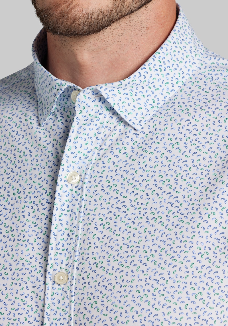 Men's Big & Tall Traveler COOLMOTION Tailored Fit Paisley Button Up Shirt at Jos. A. Bank, Blue, Size XLARGE TALL