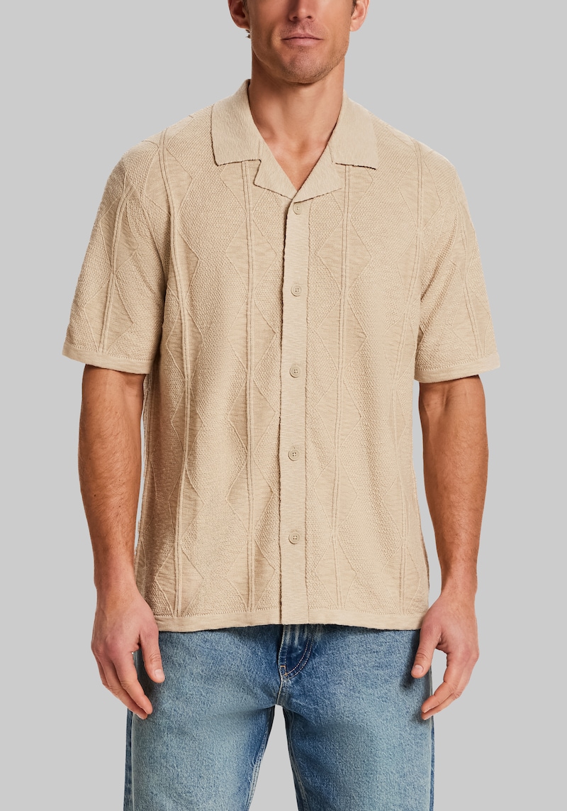 Men's Weatherproof Vintage Traditional Fit Diamond Short Sleeve Sweater at Jos. A. Bank, Khaki/Tan, Size XX Large