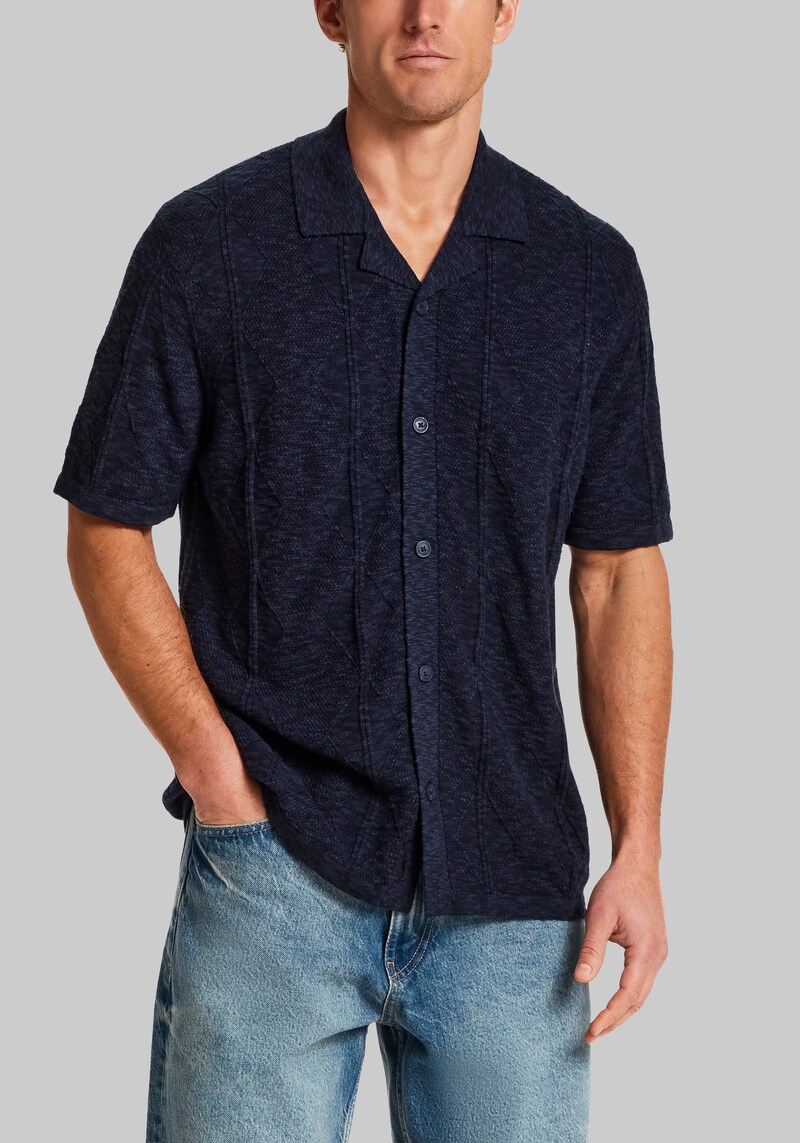 Men's Weatherproof Vintage Traditional Fit Diamond Short Sleeve Sweater at Jos. A. Bank, Blue/Midnight Navy