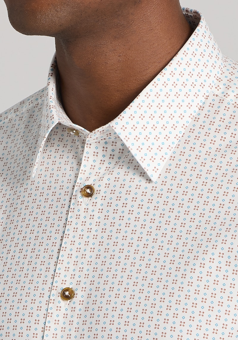 Men's Paisley & Gray Slim Fit Mini Diamond Button Up Shirt at Jos. A. Bank, Cream/White, Size Medium