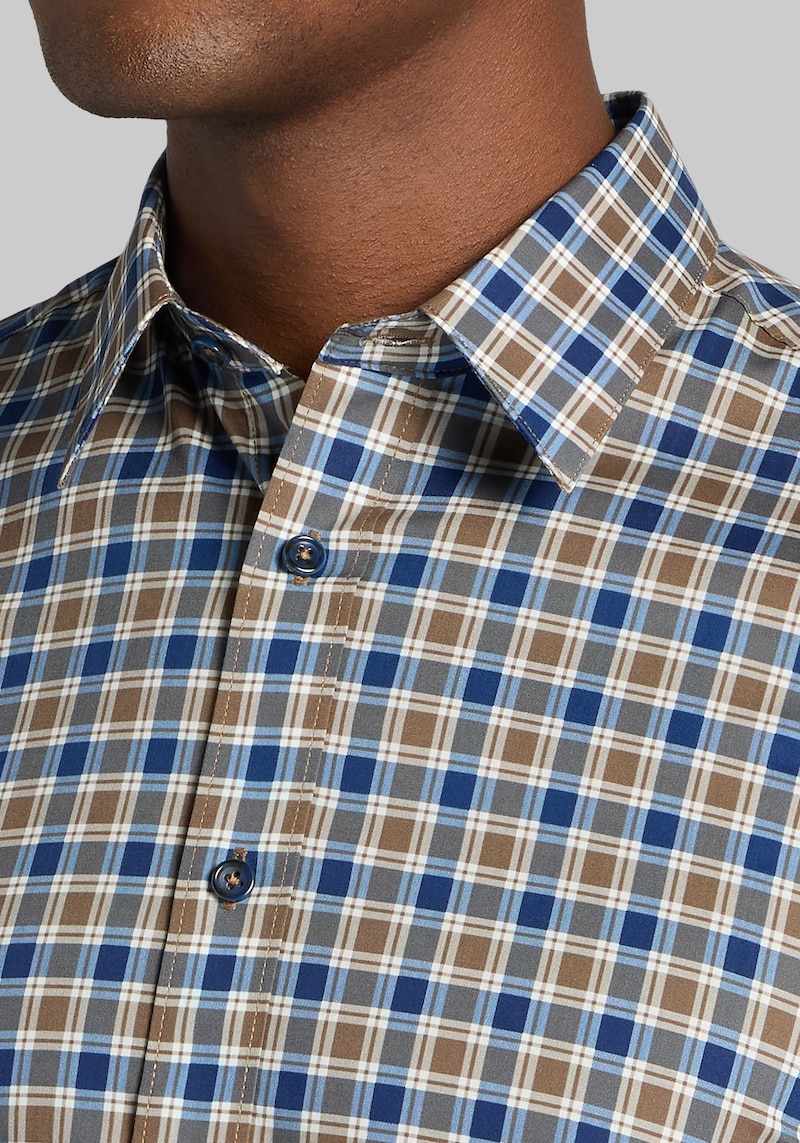 Men's Paisley & Gray Slim Fit Check Button Up Shirt at Jos. A. Bank, Blue/Navy, Size Large