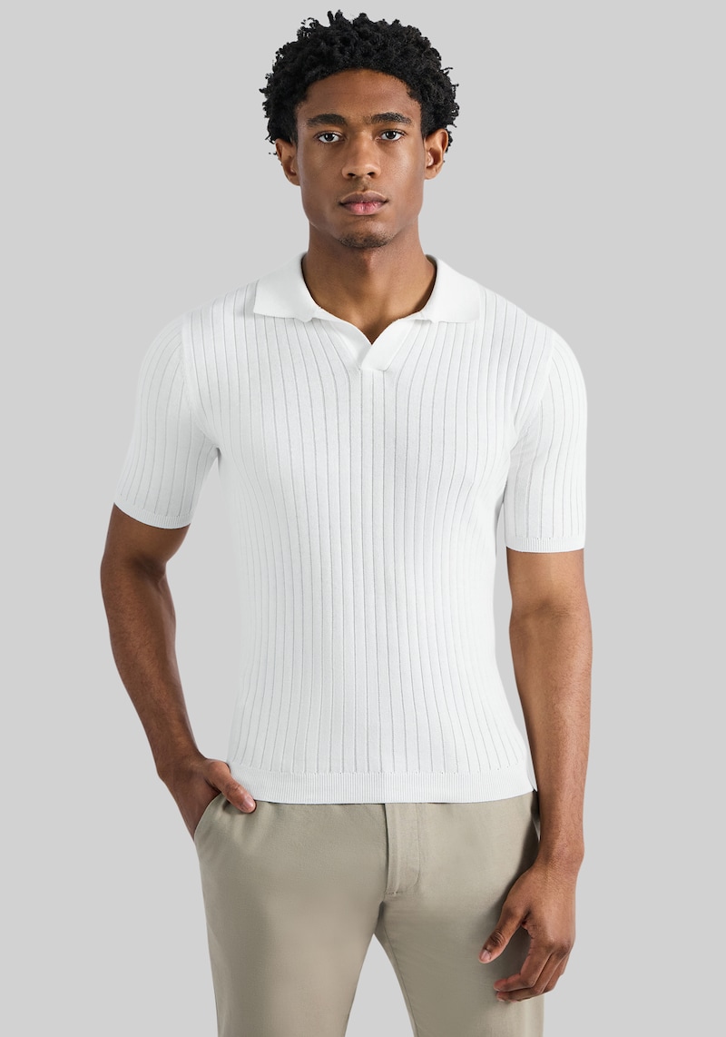 Men's Haggar Slim Fit Johnny Collar Short Sleeve Sweater at Jos. A. Bank, Cream/White