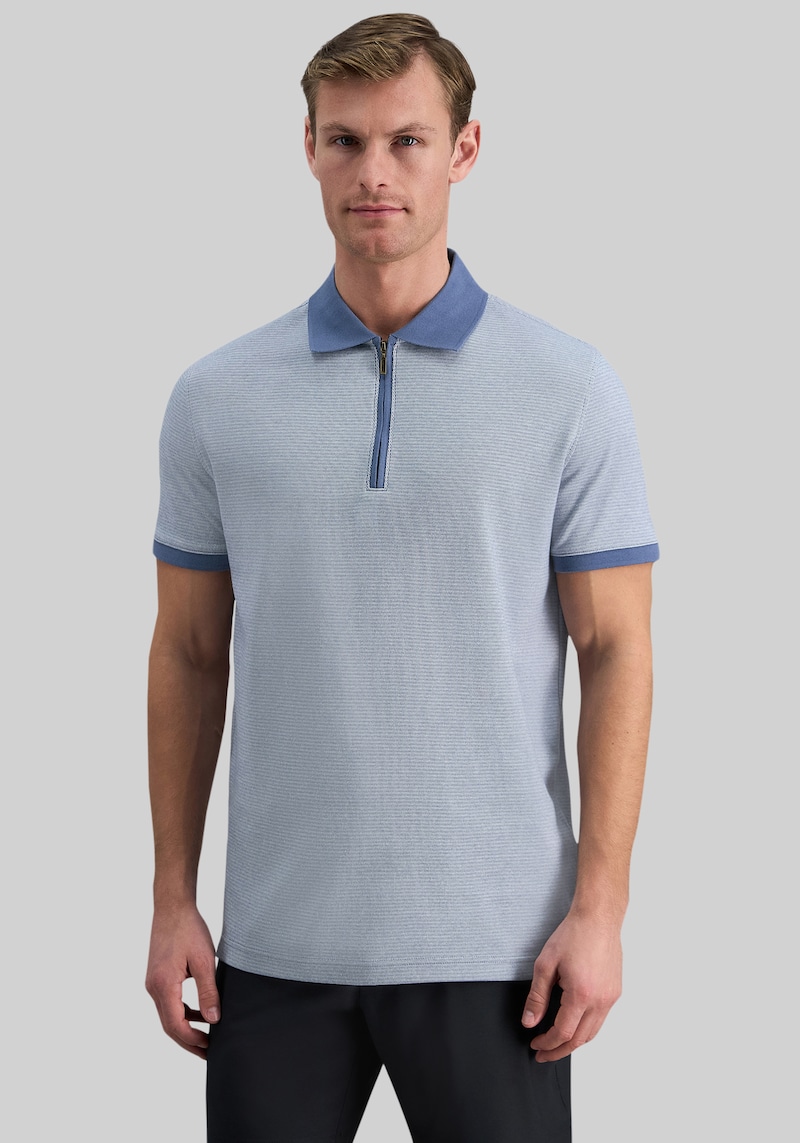 Men’s Haggar Regular Fit Rib Knit 1/4 Zip Front Short Sleeve Polo at Jos. A. Bank, Blue, Size Large – Shirts