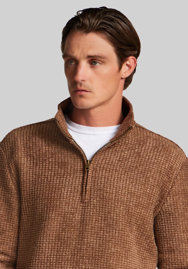 Men's Weatherproof Vintage Soft Grid Quarter Zip Sweater at Jos. A. Bank, Light Brown, Size Small