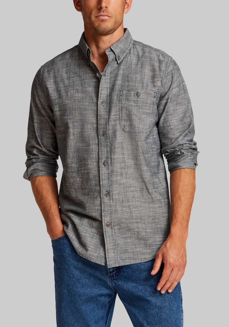 Men's Weatherproof Vintage Traditional Fit Faux Linen Button Up Shirt at Jos. A. Bank, Blue, Size Small
