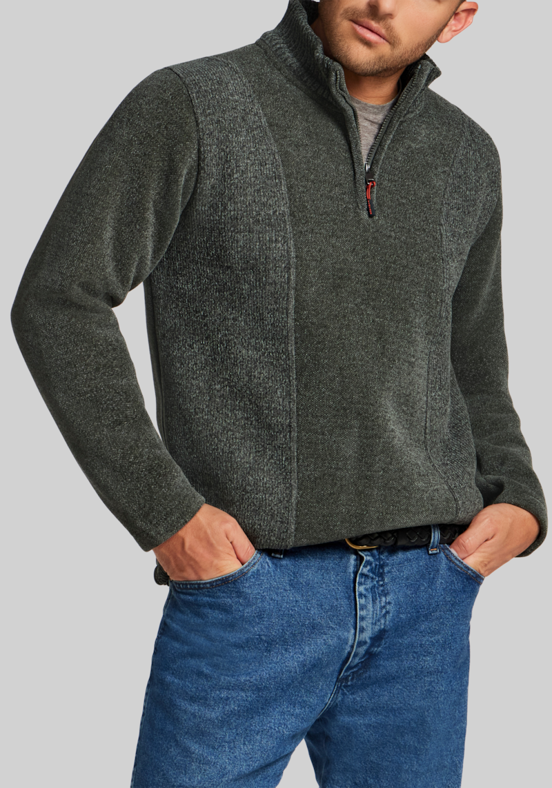 Men's Weatherproof Vintage Traditional Fit Chenille Quarter-Zip Sweater at Jos. A. Bank, Dark Green, Size Small