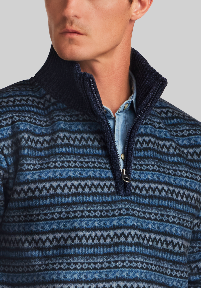 Men's Weatherproof Vintage Traditional Fit Chenille Nordic Quarter Zip Sweater at Jos. A. Bank, Dark Blue, Size XX Large