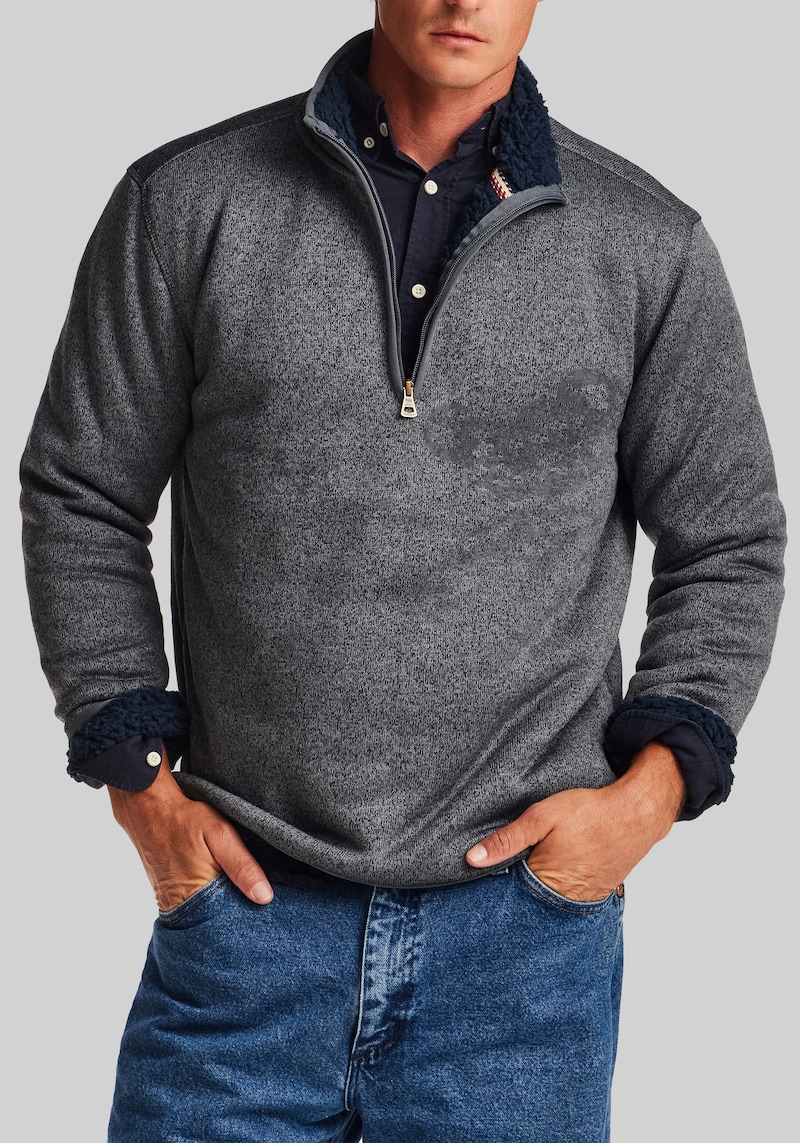 Men's Weatherproof Vintage Traditional Fit Sherpa-Lined Quarter-Zip Sweater at Jos. A. Bank, Blue/Navy Heather, Size XX Large