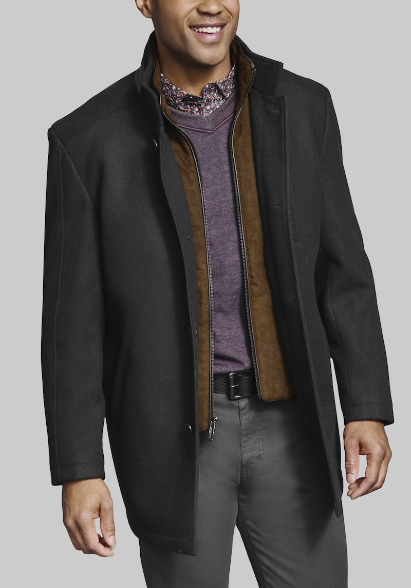 Men's Johnston & Murphy Tailored Fit Upton Car Coat at Jos. A. Bank, Black, Size Small - Outerwear